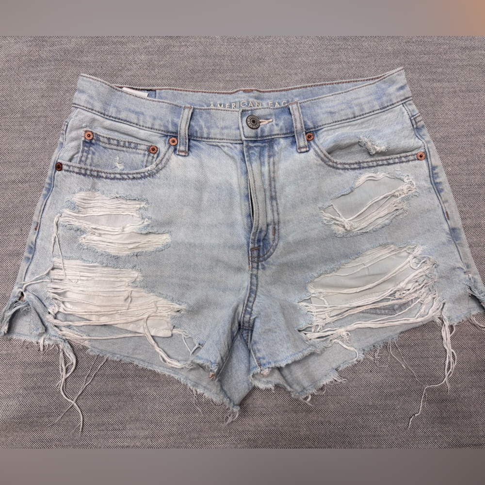 American Eagle Outfitters Ripped Light Blue Jean Shorts